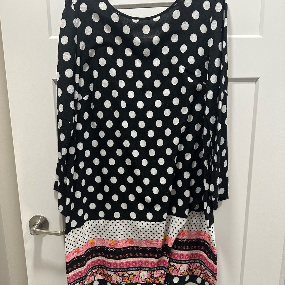 Avenue Black and White Asymmetrical Dress